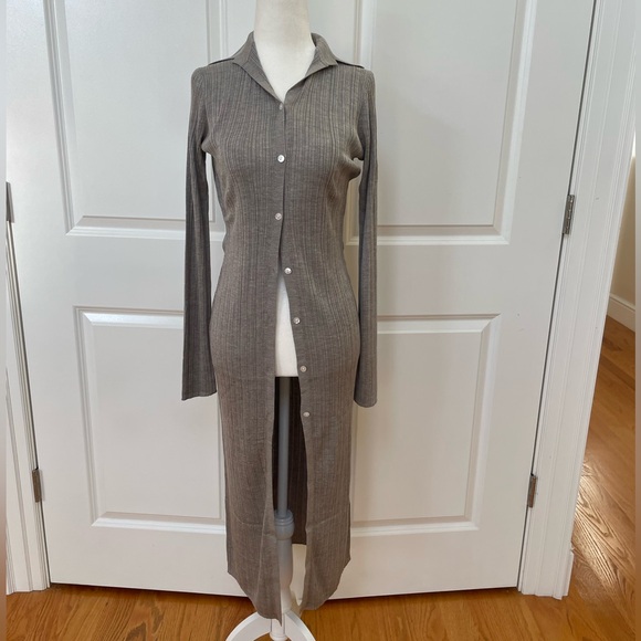 Long Ribbed Cardigan in Washable Silk from THEORY